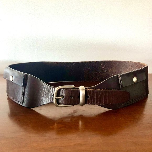 Authentic Miu Miu Wide Brown Leather Belt main image 5